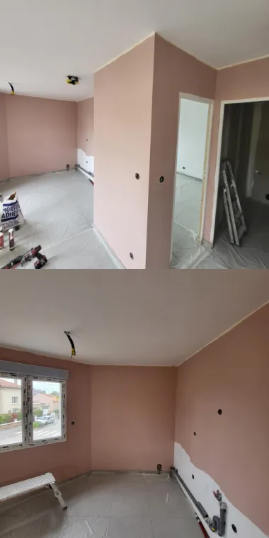 Préparation de murs avec une finition décorative dans un appartement en construction à Bourg-en-Bresse, Bourg-en-Bresse, L'Art Italien - NERI Mauro
